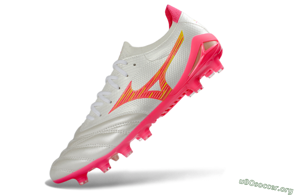 Mizuno Morelia Neo 4 FG Football Boots - White/Neon Pink/Sunny Yellow 5
