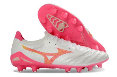 Mizuno Morelia Neo 4 FG Football Boots - White/Neon Pink/Sunny Yellow