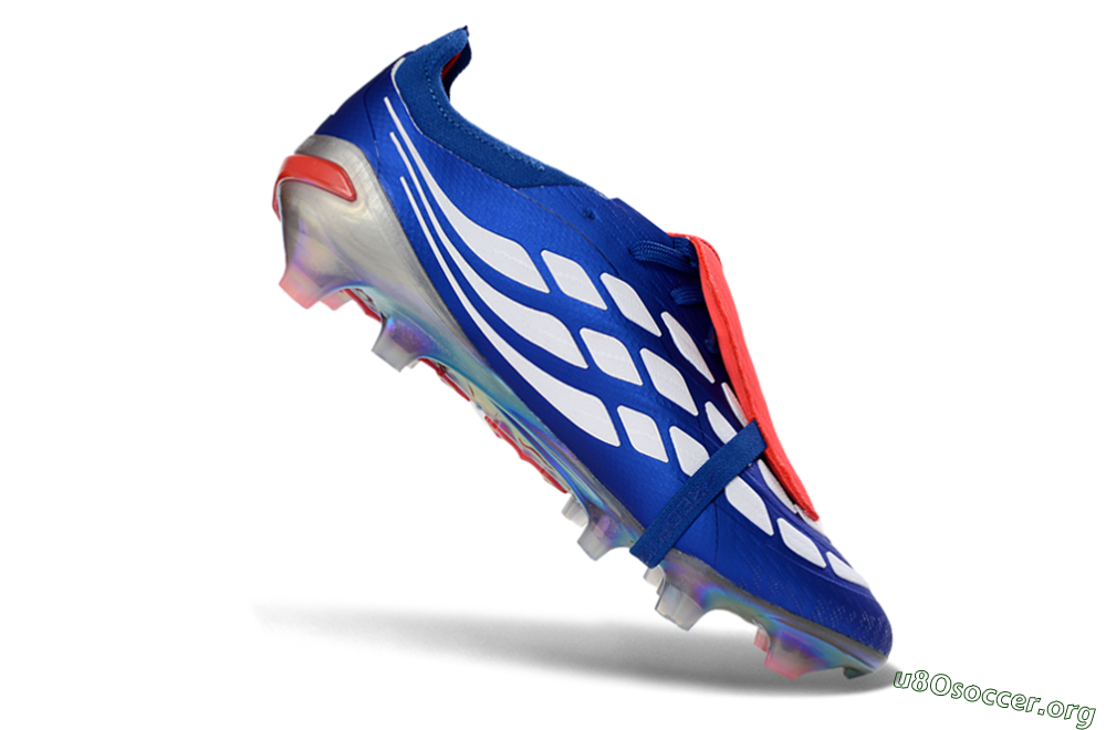 Adidas Predator 26 Elite Fold-Over Tongue FG Football Boots - Blue/Red Flame/Metallic Silver 4
