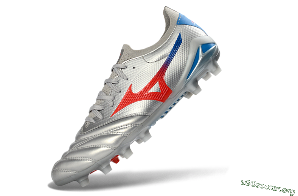 Mizuno Morelia Neo 4 FG Football Boots - Silver/Vivid Red/Flashy Blue 5