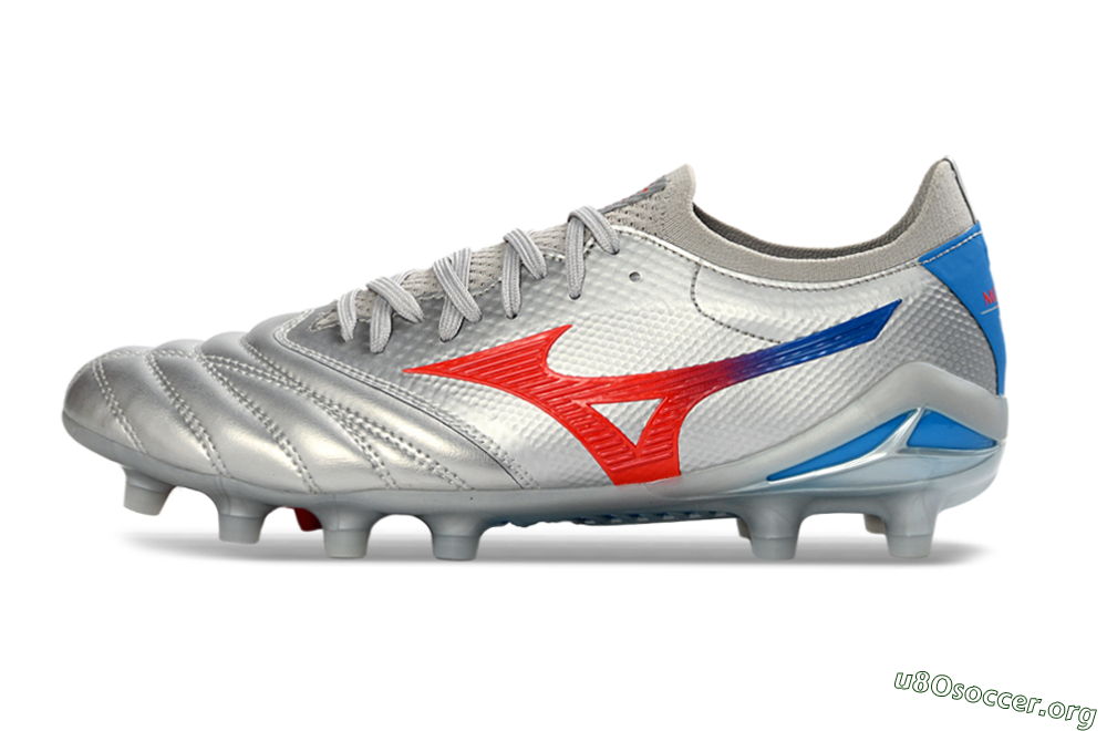 Mizuno Morelia Neo 4 FG Football Boots - Silver/Vivid Red/Flashy Blue 3