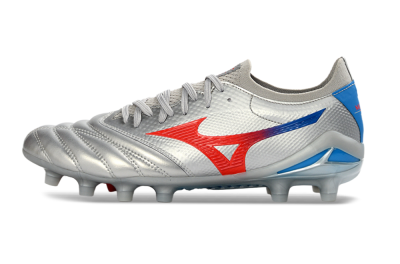 Mizuno Morelia Neo 4 FG Football Boots - Silver/Vivid Red/Flashy Blue