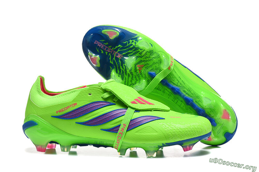 Adidas Predator 26 Elite Fold-Over Tongue FG Football Boots - Green/Electric Lime/Cobalt Blue 2