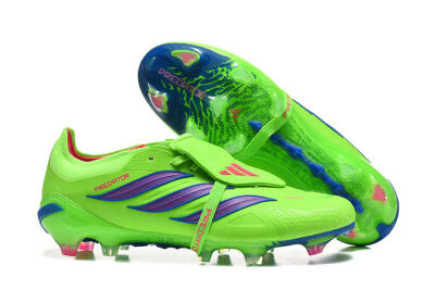 Adidas Predator 26 Elite Fold-Over Tongue FG Football Boots - Green/Electric Lime/Cobalt Blue