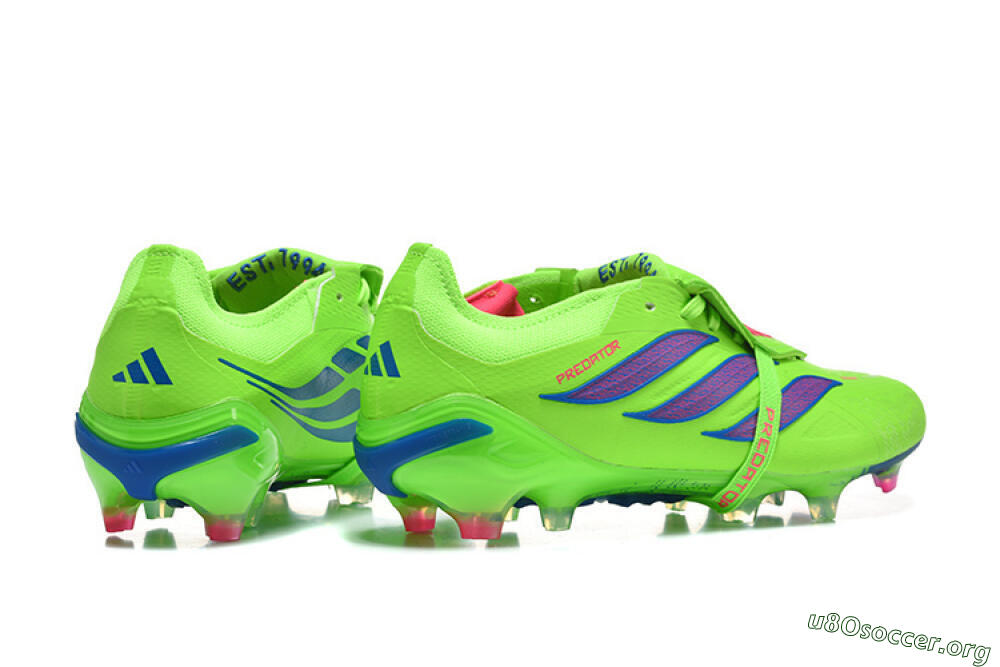 Adidas Predator 26 Elite Fold-Over Tongue FG Football Boots - Green/Electric Lime/Cobalt Blue 9