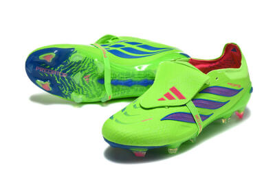 Adidas Predator 26 Elite Fold-Over Tongue FG Football Boots - Green/Electric Lime/Cobalt Blue