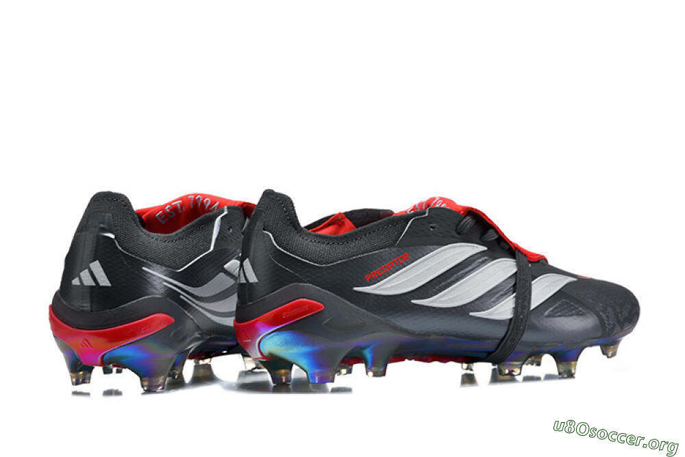 Adidas Predator 26 Elite Fold-Over Tongue FG Football Boots - Black/Electric Red/Metallic Silver 9