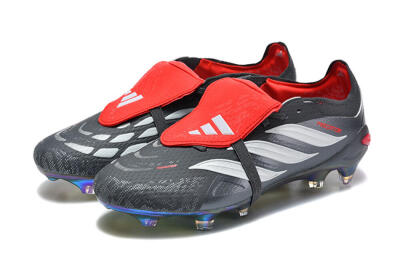 Adidas Predator 26 Elite Fold-Over Tongue FG Football Boots - Black/Electric Red/Metallic Silver