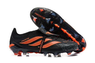 Adidas Predator 26 Elite Fold-Over Tongue FG Football Boots - Black/Electric Orange/Graphite Gray