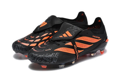 Adidas Predator 26 Elite Fold-Over Tongue FG Football Boots - Black/Electric Orange/Graphite Gray