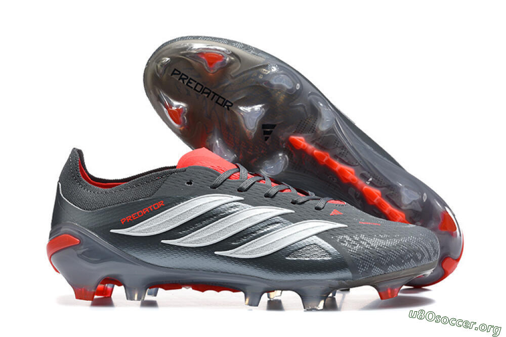 Adidas Predator 26 Elite FG Football Boots - Gray/Crimson Red/Slate Gray 2