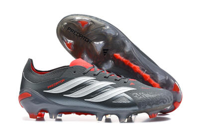 Adidas Predator 26 Elite FG Football Boots - Gray/Crimson Red/Slate Gray