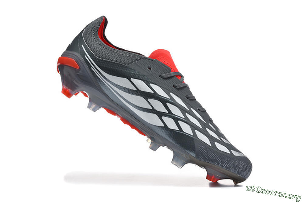 Adidas Predator 26 Elite FG Football Boots - Gray/Crimson Red/Slate Gray 7