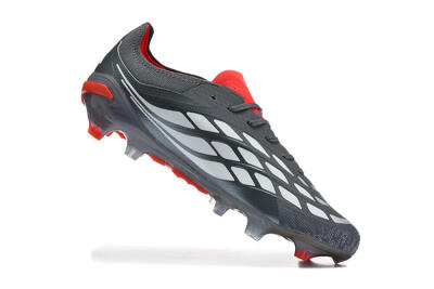 Adidas Predator 26 Elite FG Football Boots - Gray/Crimson Red/Slate Gray