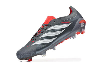 Adidas Predator 26 Elite FG Football Boots - Gray/Crimson Red/Slate Gray