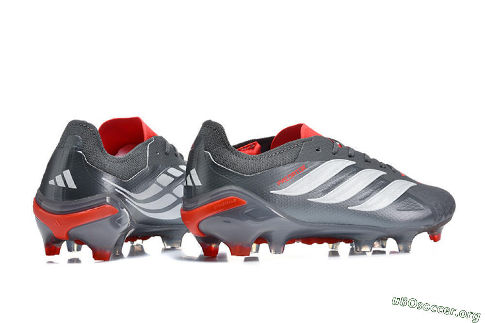 Adidas Predator 26 Elite FG Football Boots - Gray/Crimson Red/Slate Gray 9