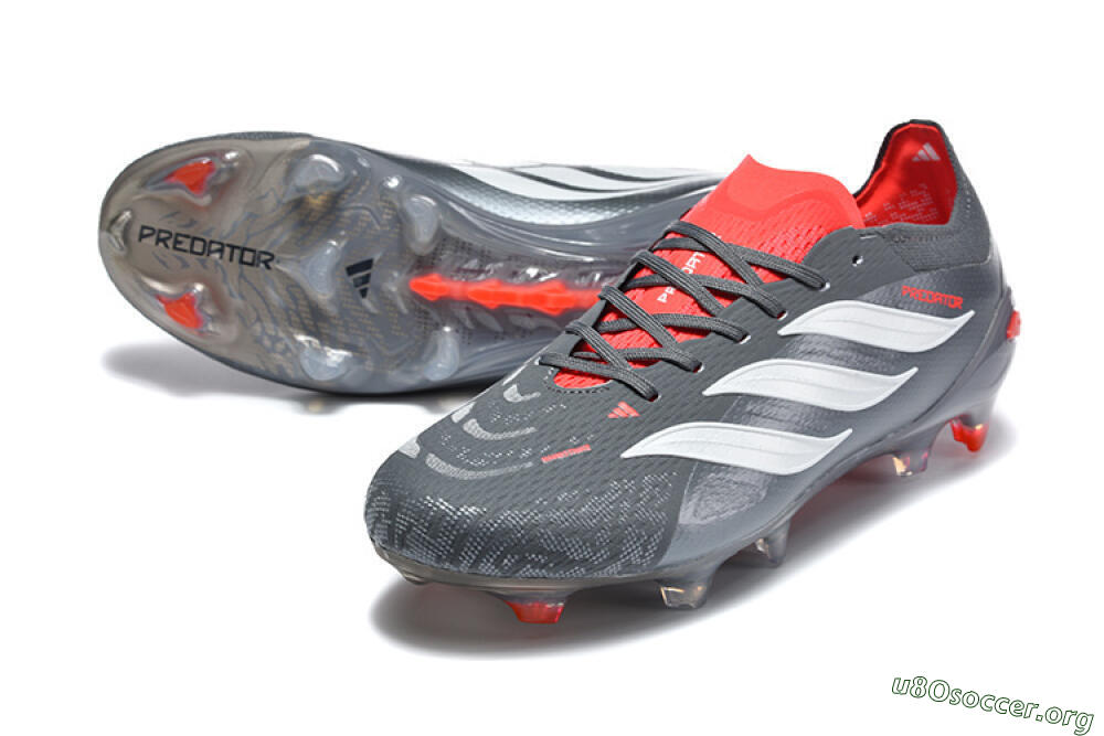 Adidas Predator 26 Elite FG Football Boots - Gray/Crimson Red/Slate Gray 0