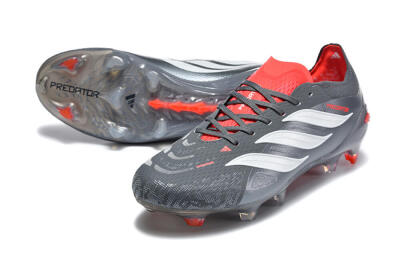 Adidas Predator 26 Elite FG Football Boots - Gray/Crimson Red/Slate Gray