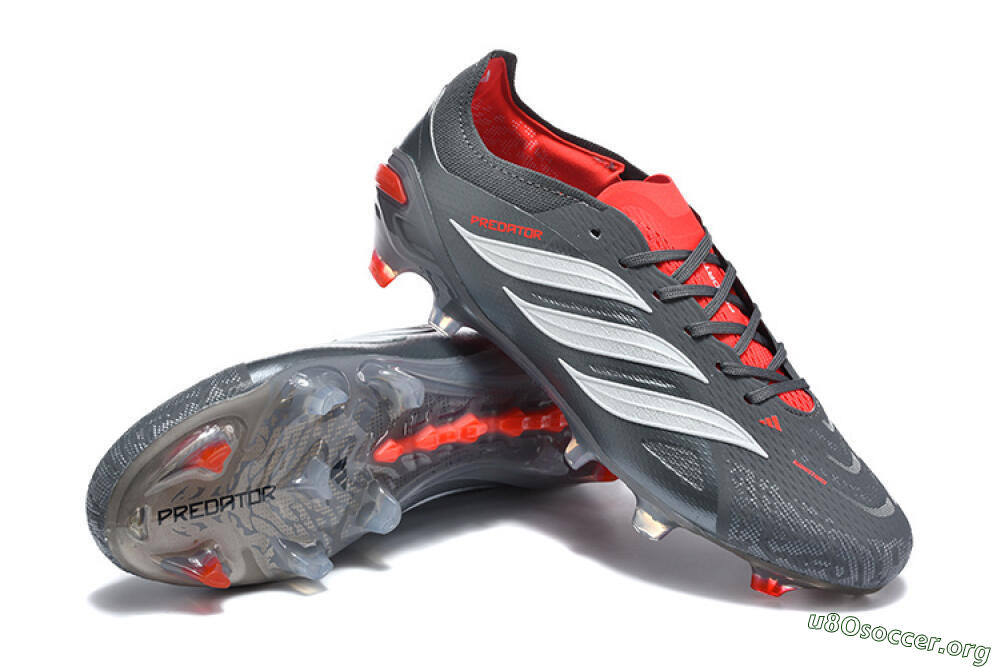 Adidas Predator 26 Elite FG Football Boots - Gray/Crimson Red/Slate Gray 4