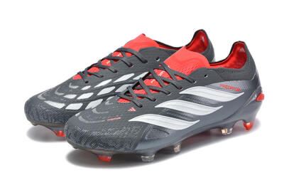 Adidas Predator 26 Elite FG Football Boots - Gray/Crimson Red/Slate Gray