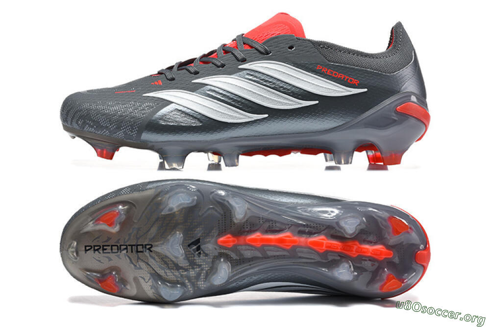 Adidas Predator 26 Elite FG Football Boots - Gray/Crimson Red/Slate Gray 1