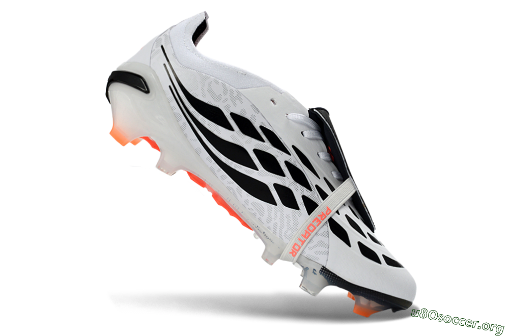Adidas Predator 26 Elite Fold-Over Tongue FG Football Boots - White/Electric Orange/Dark Purple 5