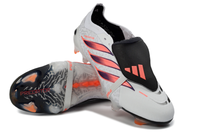 Adidas Predator 26 Elite Fold-Over Tongue FG Football Boots - White/Electric Orange/Dark Purple