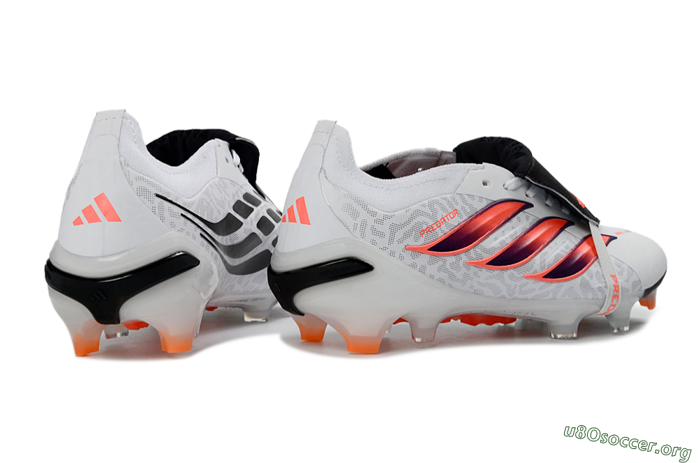 Adidas Predator 26 Elite Fold-Over Tongue FG Football Boots - White/Electric Orange/Dark Purple 7