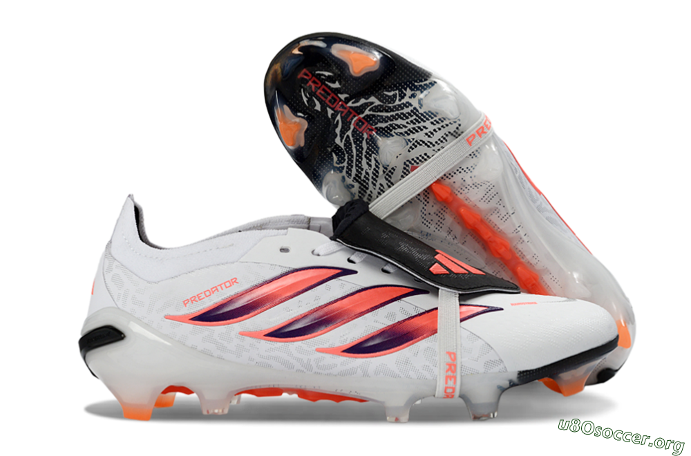 Adidas Predator 26 Elite Fold-Over Tongue FG Football Boots - White/Electric Orange/Dark Purple 2