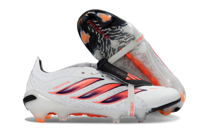 Adidas Predator 26 Elite Fold-Over Tongue FG Football Boots - White/Electric Orange/Dark Purple