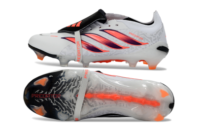 Adidas Predator 26 Elite Fold-Over Tongue FG Football Boots - White/Electric Orange/Dark Purple