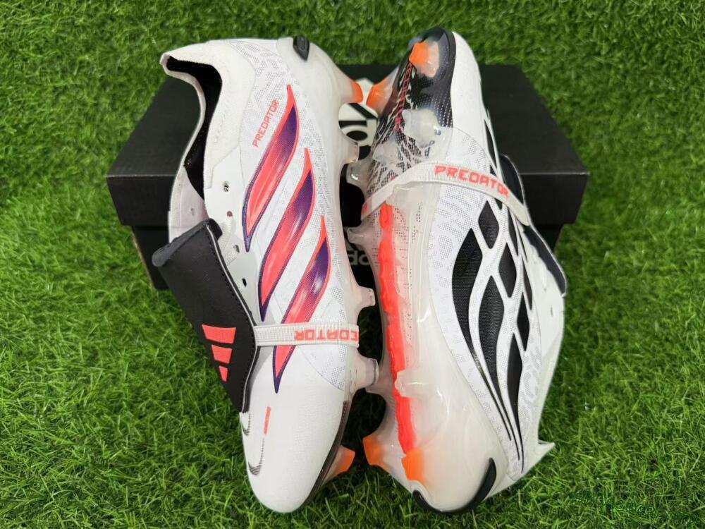 Adidas Predator 26 Elite Fold-Over Tongue FG Football Boots - White/Electric Orange/Dark Purple
