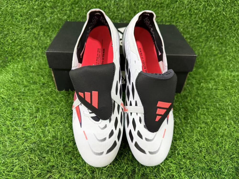 Adidas Predator 26 Elite Fold-Over Tongue FG Football Boots - White/Electric Orange/Dark Purple