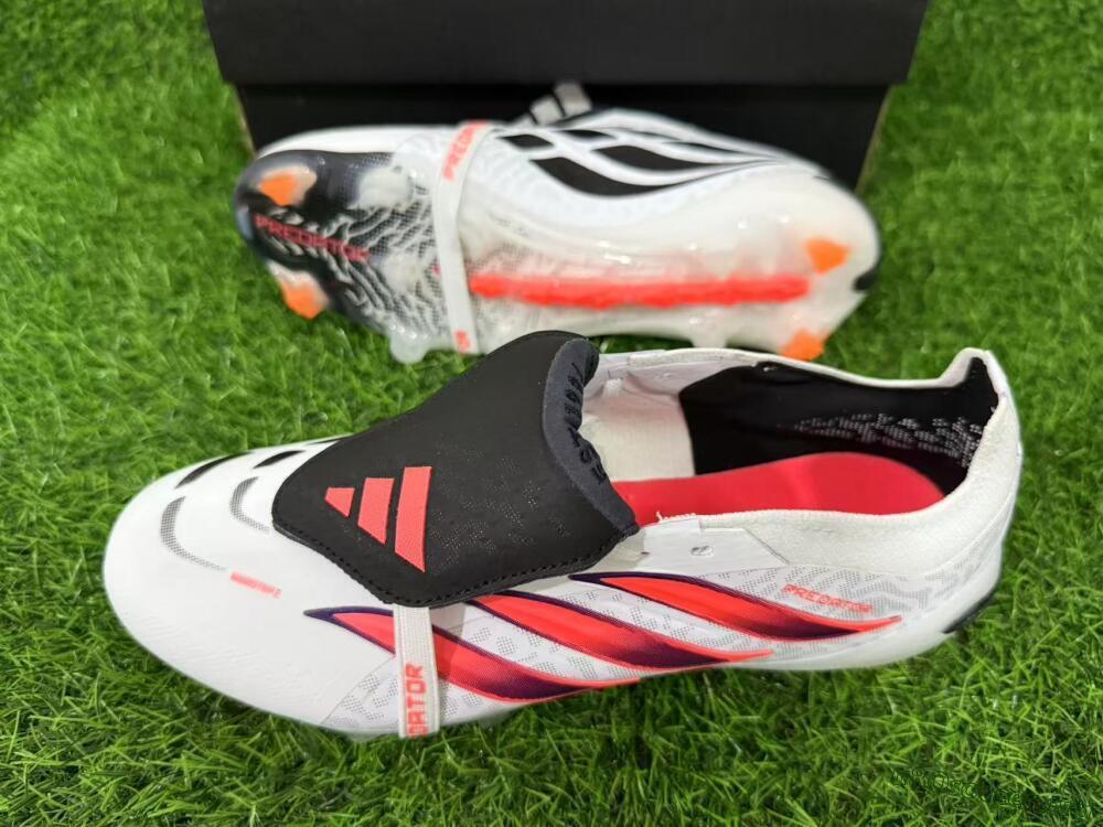 Adidas Predator 26 Elite Fold-Over Tongue FG Football Boots - White/Electric Orange/Dark Purple