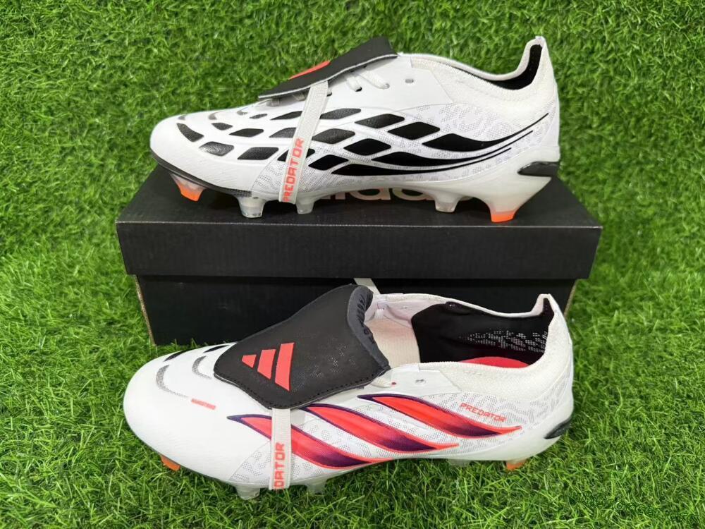 Adidas Predator 26 Elite Fold-Over Tongue FG Football Boots - White/Electric Orange/Dark Purple