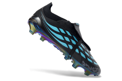 Adidas Predator 26 Elite Fold-Over Tongue FG Football Boots - Black/Electric Blue/Iridescent Green