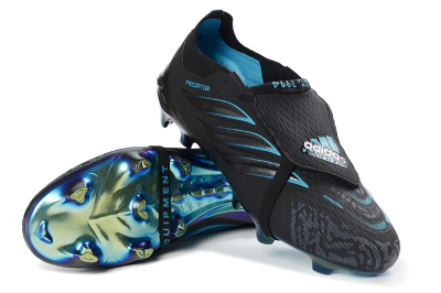 Adidas Predator 26 Elite Fold-Over Tongue FG Football Boots - Black/Electric Blue/Iridescent Green