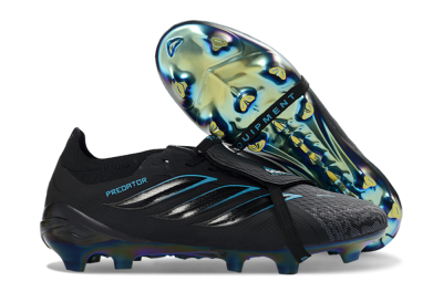 Adidas Predator 26 Elite Fold-Over Tongue FG Football Boots - Black/Electric Blue/Iridescent Green