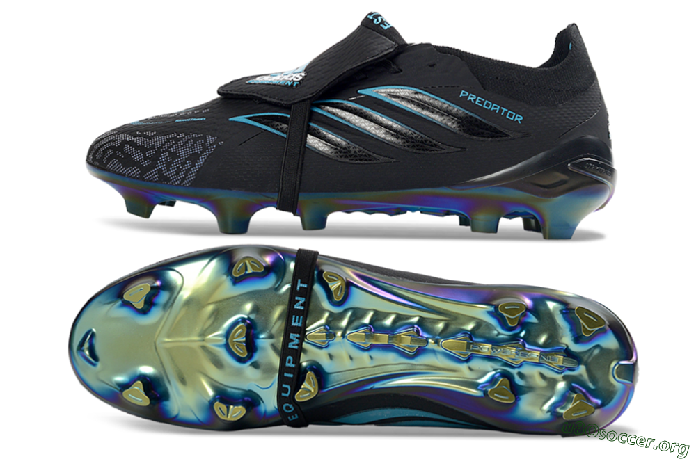 Adidas Predator 26 Elite Fold-Over Tongue FG Football Boots - Black/Electric Blue/Iridescent Green 1