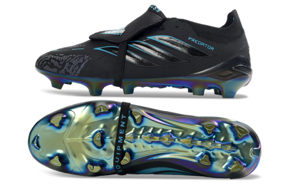Adidas Predator 26 Elite Fold-Over Tongue FG Football Boots - Black/Electric Blue/Iridescent Green