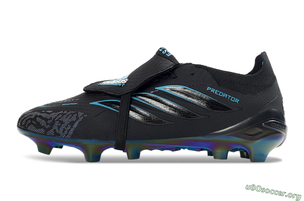 Adidas Predator 26 Elite Fold-Over Tongue FG Football Boots - Black/Electric Blue/Iridescent Green 3