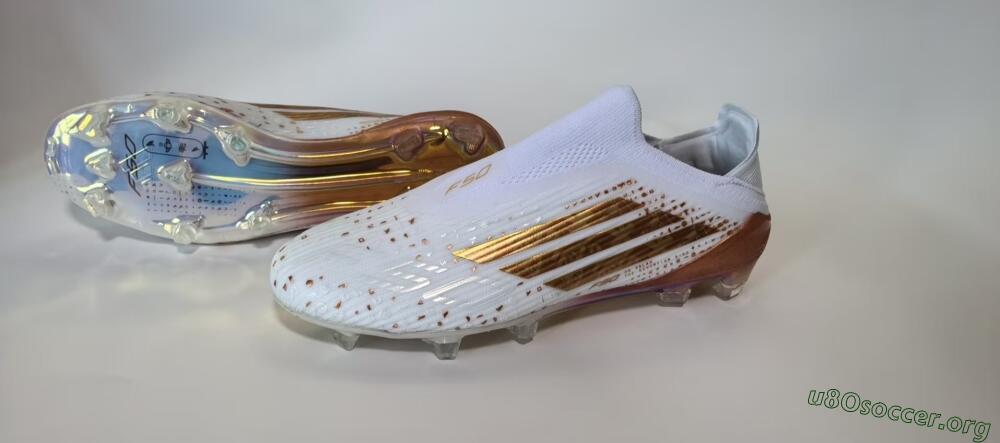 Adidas F50 Elite Laceless FG Football Boots - White/Copper Flame/Golden Iris