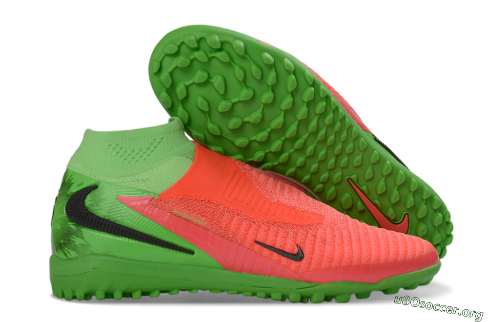 Nike Phantom 6 Elite High TF Football Shoes - Orange/Neon Pink/Lime Green 2