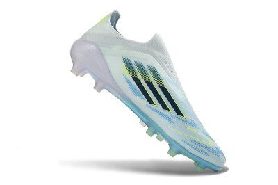 Adidas F50 Elite Laceless FG Football Boots - White/Neon Yellow/Iridescent Blue