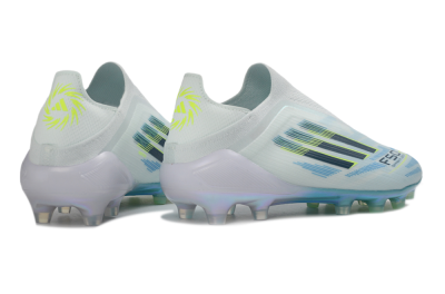 Adidas F50 Elite Laceless FG Football Boots - White/Neon Yellow/Iridescent Blue