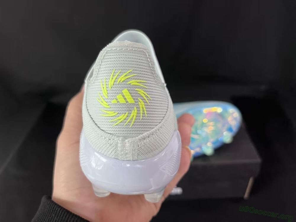 Adidas F50 Elite Laceless FG Football Boots - White/Neon Yellow/Iridescent Blue