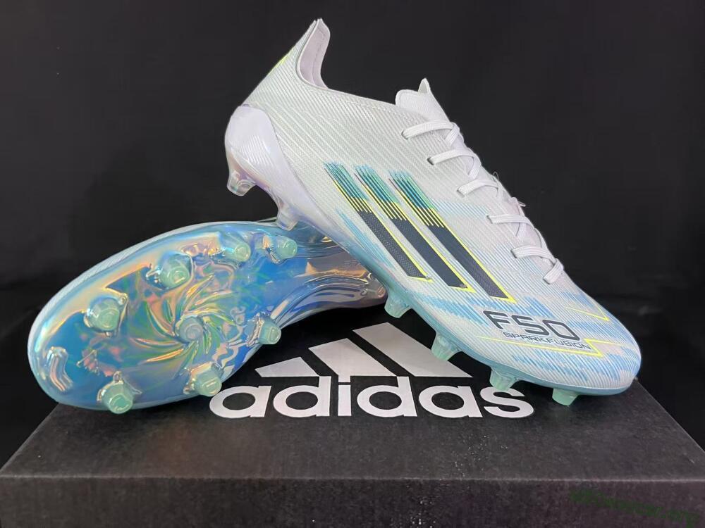 Adidas F50 Elite AG Football Boots - Light/Iridescent Blue/Spectral Yellow