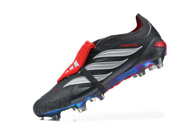 Adidas Predator 26 Elite Fold-Over Tongue FG Football Boots - Black/Crimson Red/Metallic Silver