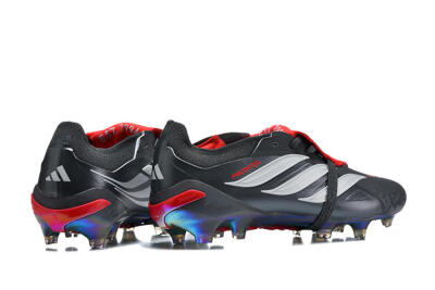 Adidas Predator 26 Elite Fold-Over Tongue FG Football Boots - Black/Crimson Red/Metallic Silver