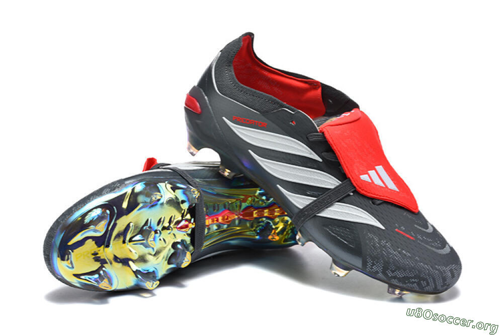 Adidas Predator 26 Elite Fold-Over Tongue FG Football Boots - Black/Crimson Red/Metallic Silver 4